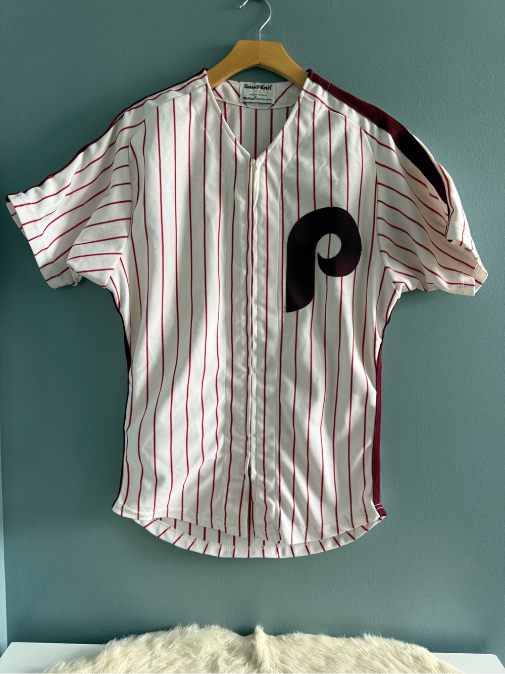 Vintage 1980’s Philadelphia Phillies Authentic Sand Knit Full Zip Jersey